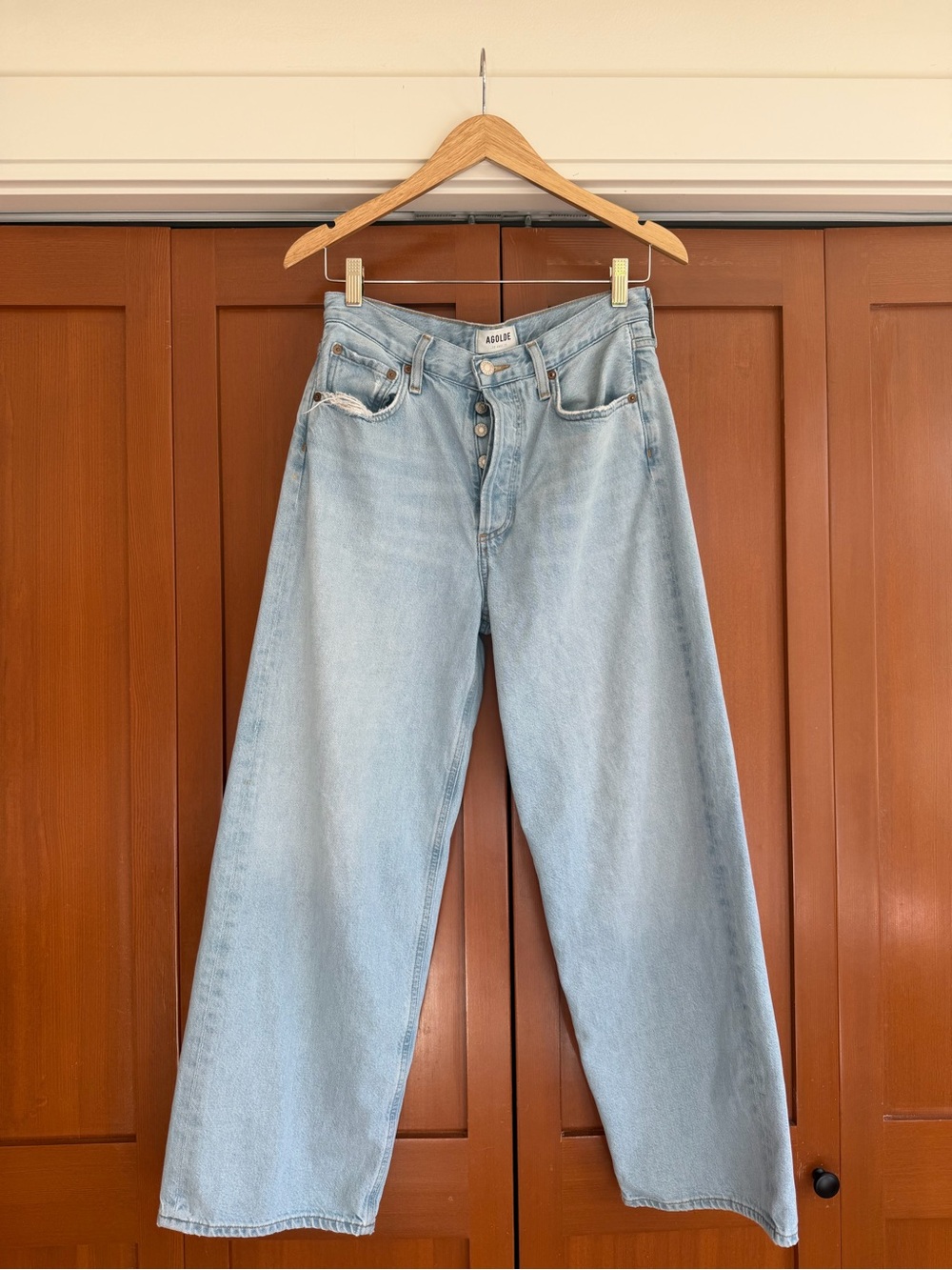 Agolde Light Wash Low Slung Baggy Wide Leg Jeans Size 25 - Picture 2 of 9